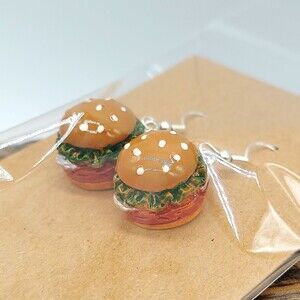 3D Hamburger Earrings Burger Cheeseburger